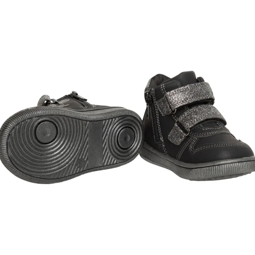 Bottillons noirs pour bébé garçon à scratchs pailletés