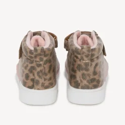 Bottillons rose imprimé léopard avec lacet et velcro pour fille