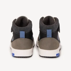 Bottillons taupe à col velours avec lacets et velcros pour bébé garçon