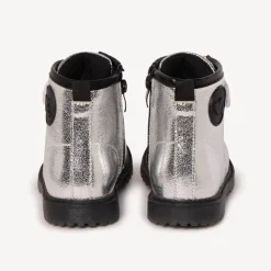 Bottines argentées à badge cœurs pour fille