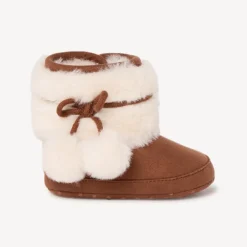 Bottines avec fausse fourrure et pompons pour bébé fille
