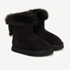 Bottines avec faussure fourrure et nœud pour bébé fille
