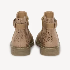 Bottines à boucle effet peau de serpent dorée pour fille