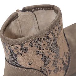 Bottines dorées avec tige en dentelle