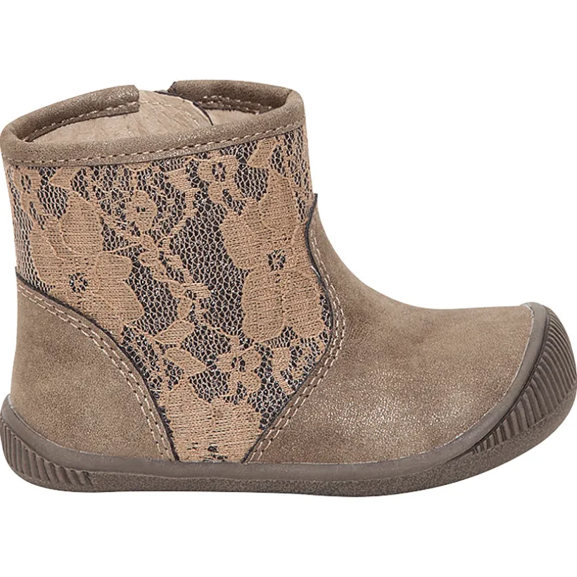 Bottines dorées avec tige en dentelle