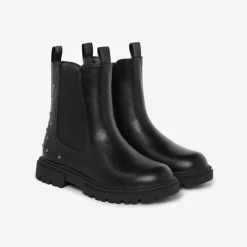 Bottines effet cuir élastiquées à rivets pour fille