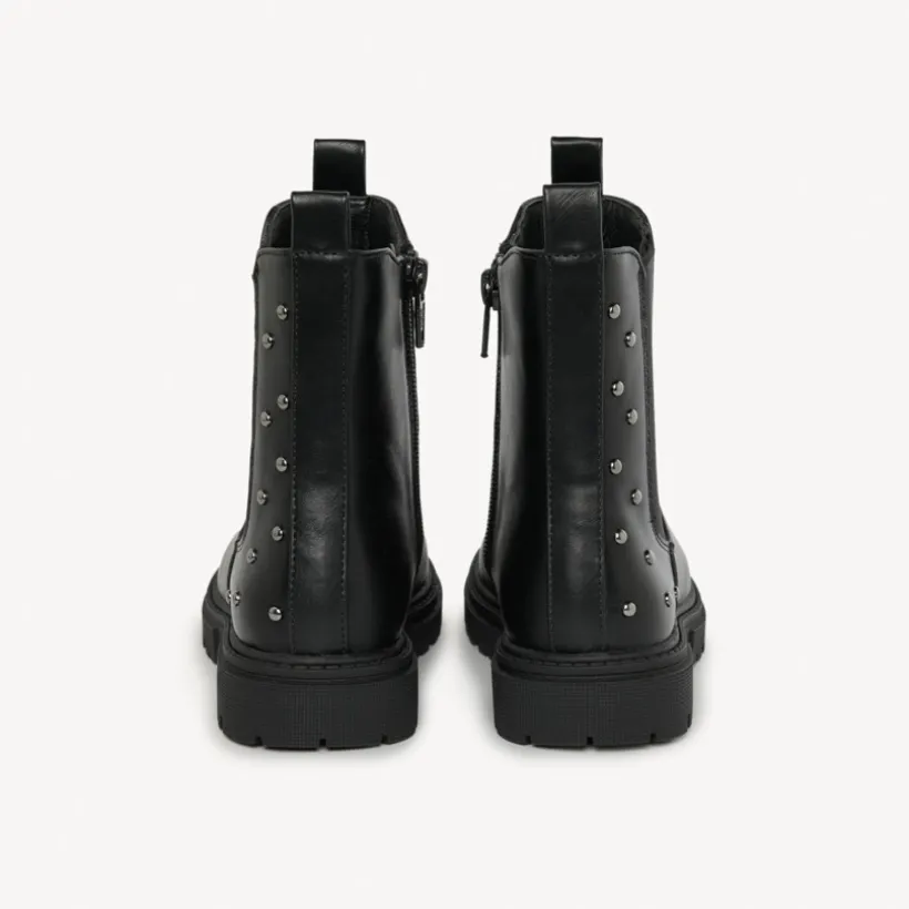 Bottines effet cuir élastiquées à rivets pour fille