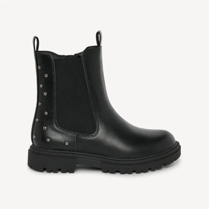 Bottines effet cuir élastiquées à rivets pour fille