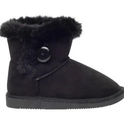 Bottines fourrées effet suédine avec bouton fantaisie pour fille
