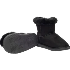 Bottines fourrées effet suédine avec bouton fantaisie pour fille