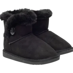 Bottines fourrées effet suédine avec bouton fantaisie pour fille