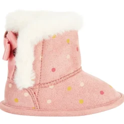 Bottines souples à fausse fourrure et imprimé pois pour bébé fille