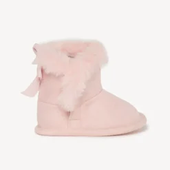 Bottines souples à fausse fourrure et nœud pour bébé fille