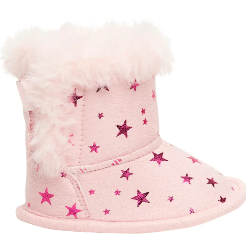 Bottines souples pour bébé fille à étoiles et fausse fourrure