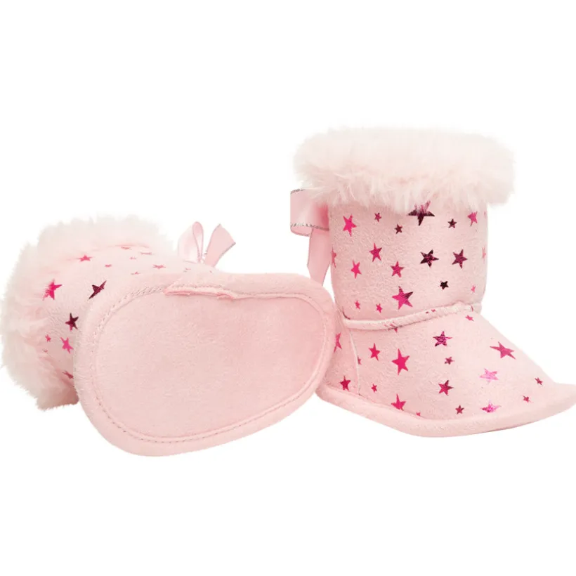 Bottines souples pour bébé fille à étoiles et fausse fourrure