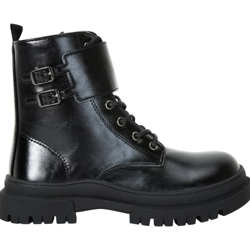 Bottines style rangers à boucles et lacets pour fille