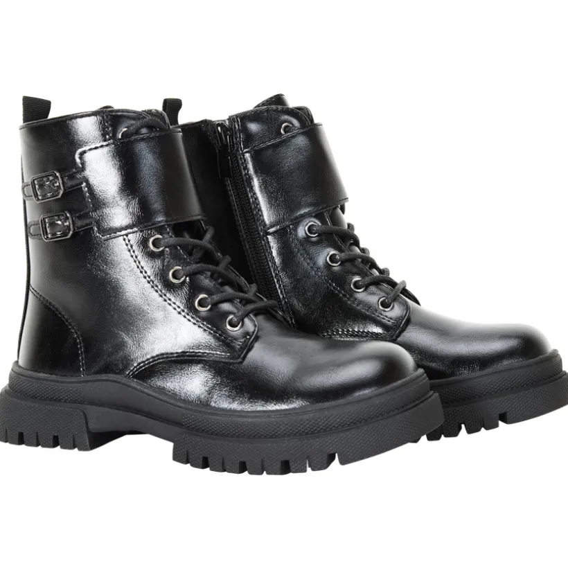 Bottines style rangers à boucles et lacets pour fille