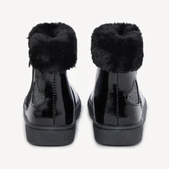 Bottines vernies à col en fausse fourrure pour bébé fille