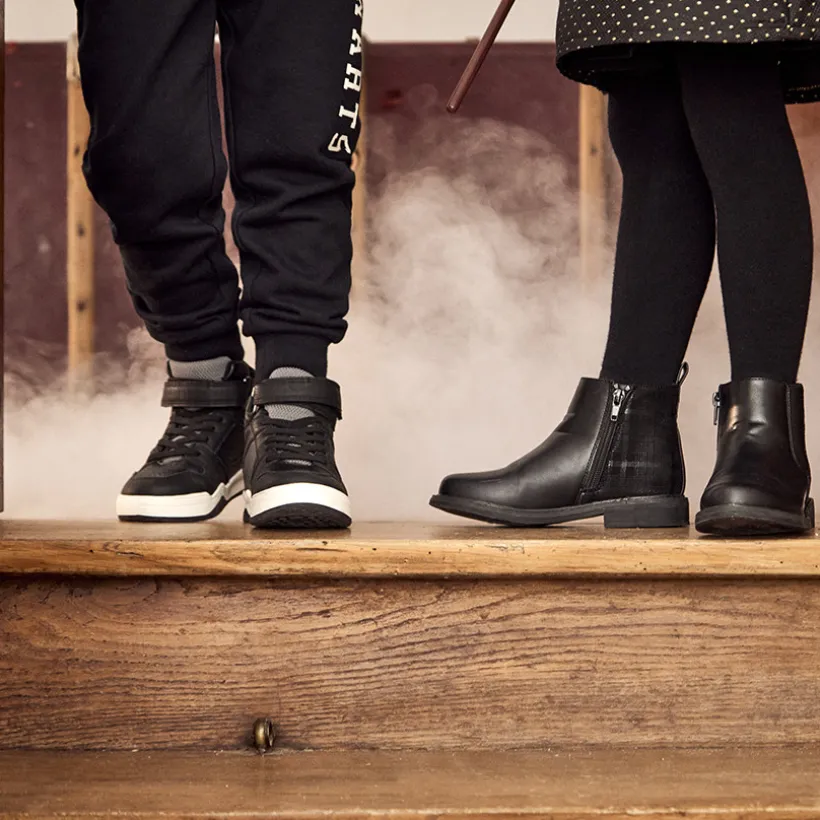 Bottines zippées effet cuir à quadrillage pour fille