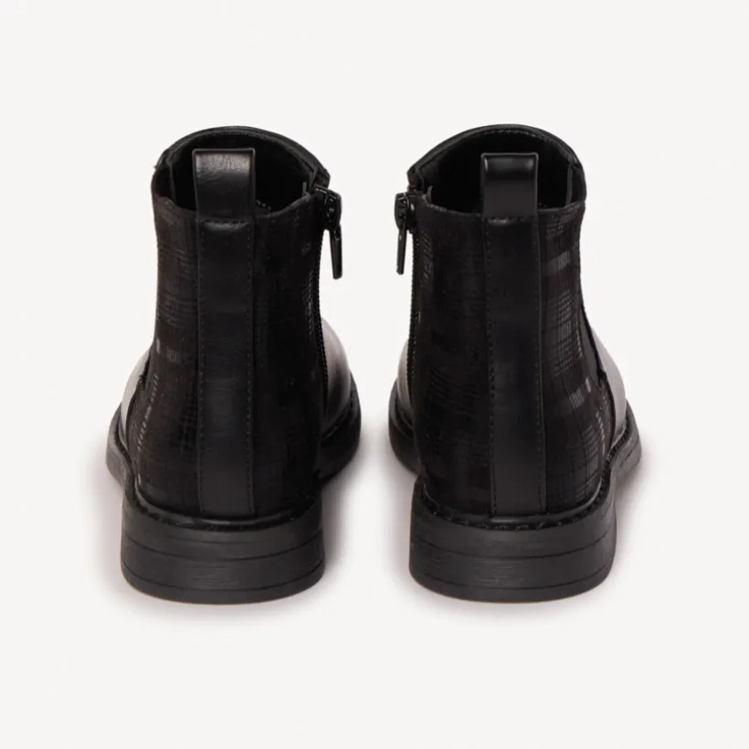 Bottines zippées effet cuir à quadrillage pour fille