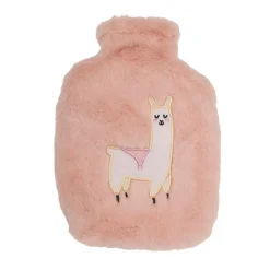 Bouillotte en fausse fourrure Lama rose