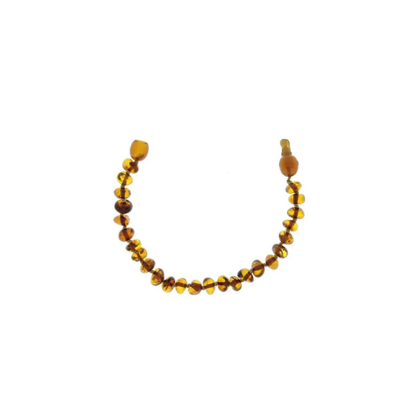 Bracelet d'ambre pour bébé à clip cognac