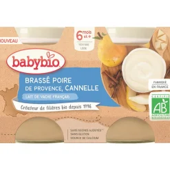 Brassé au lait de vache et poire à la cannelle 2x130g