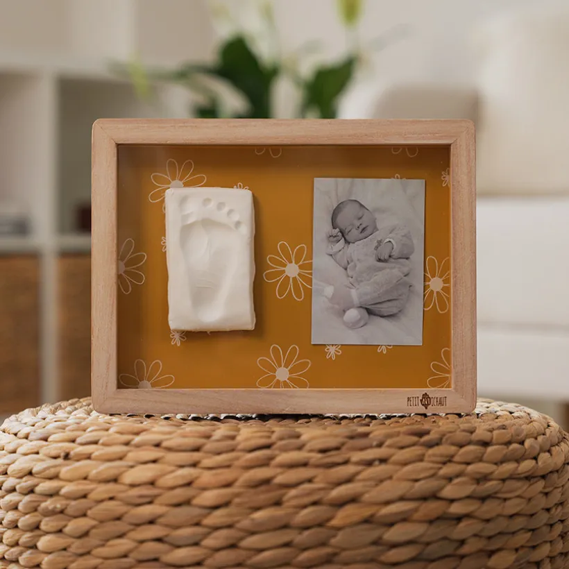 Cadre avec empreinte et photo Daisy ocre