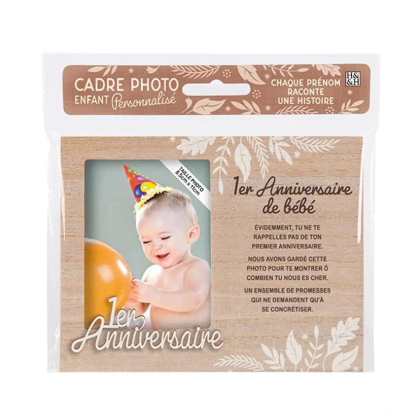 Cadre photo personnalisé 18,5 x 14,5 cm 1er anniversaire