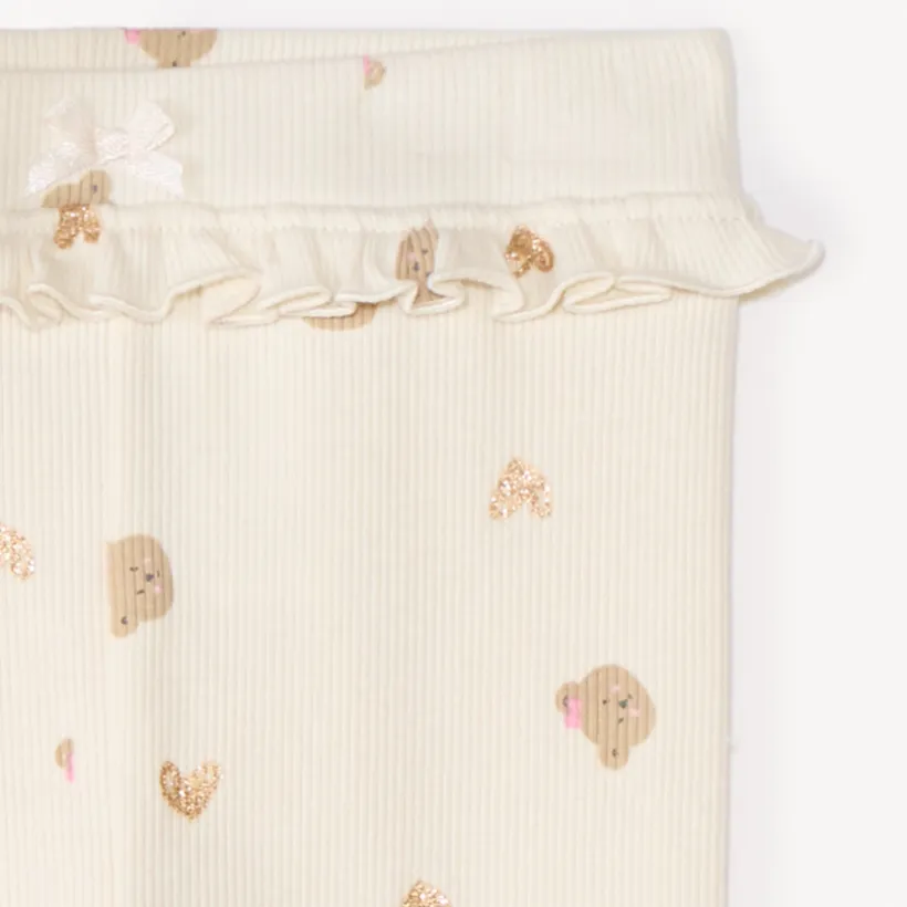 Caleçon côtelé et imprimé à paillettes pour bébé fille