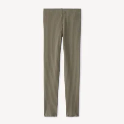 Caleçon long uni en maille côtelé avec nœud pour fille