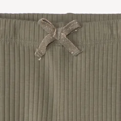 Caleçon long uni en maille côtelé avec nœud pour fille