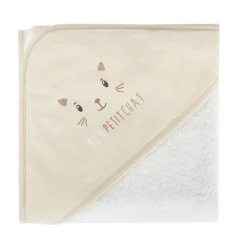 Cape de bain en éponge Mon Petit Chat beige