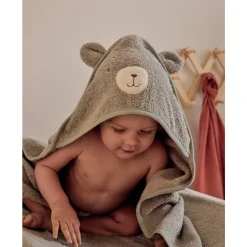Cape de bain + gant de toilette en éponge Vert