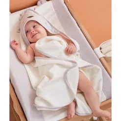 Cape de bain + gant de toillette - Kendi - Gris/Blanc