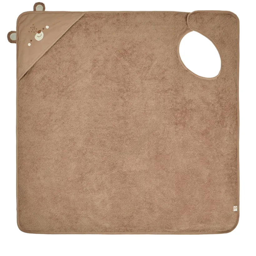 Cape de bain ludique et tablier 2 en 1 Ourson marron