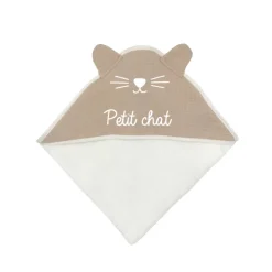 Cape de bain Petit Chat en gaze de coton beige