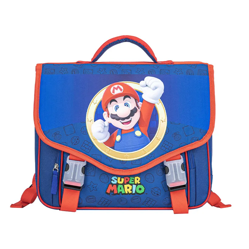 Cartable à 2 compartiments Super Mario bleu