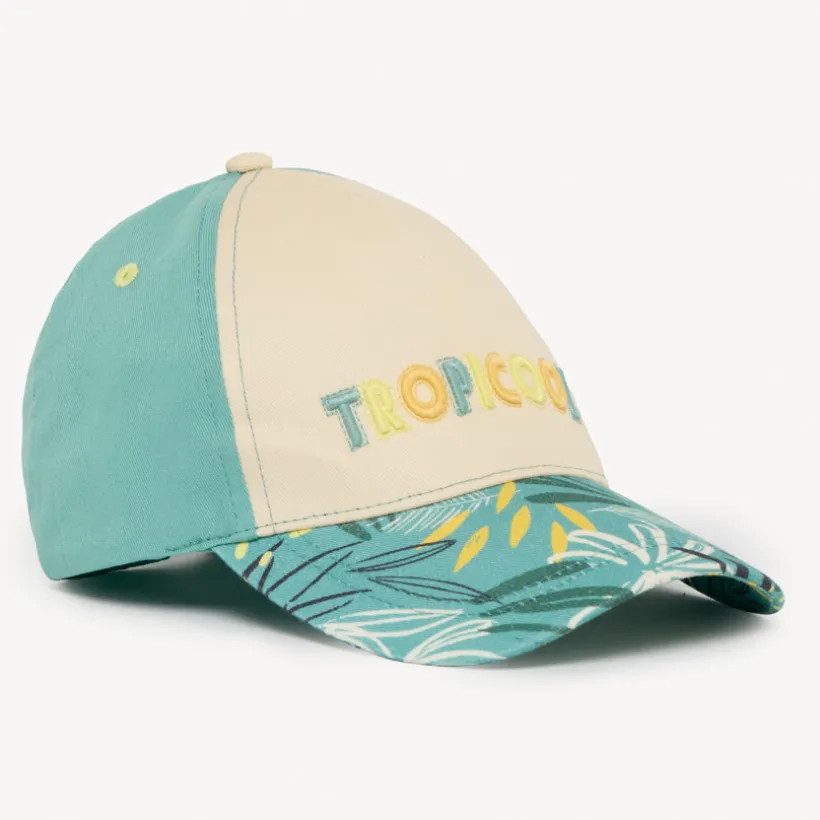 Casquette bicolore en toile motif tropical pour garçon