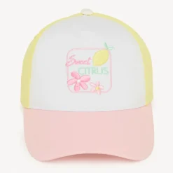 Casquette en twill effet color block broderie citron pour fille