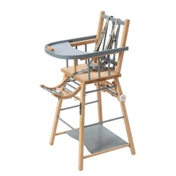 Chaise haute traditionnelle transformable Marcel bleu gris