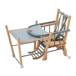 Chaise haute traditionnelle transformable Marcel bleu gris