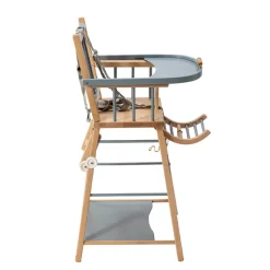 Chaise haute traditionnelle transformable Marcel bleu gris