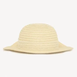 Chapeau de paille avec gros nœud fantaisie pour bébé fille