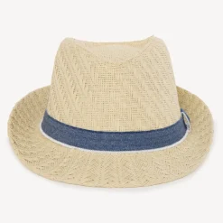 Chapeau trilby en paille avec galon pour bébé garçon