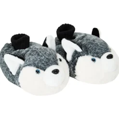 Chausson gris et blanc visuel chien pour garçon