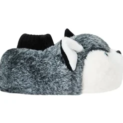 Chausson gris et blanc visuel chien pour garçon