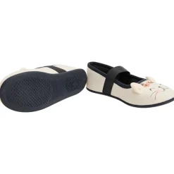 Chaussons Babies écru avec oreilles de chat pour bébé fille