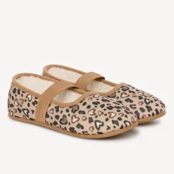 Chaussons babies imprimé cœurs/léopard pour fille