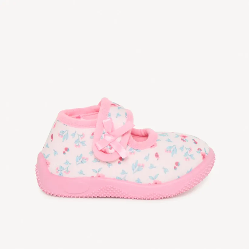 Chaussons babies imprimé fleuri pour bébé fille